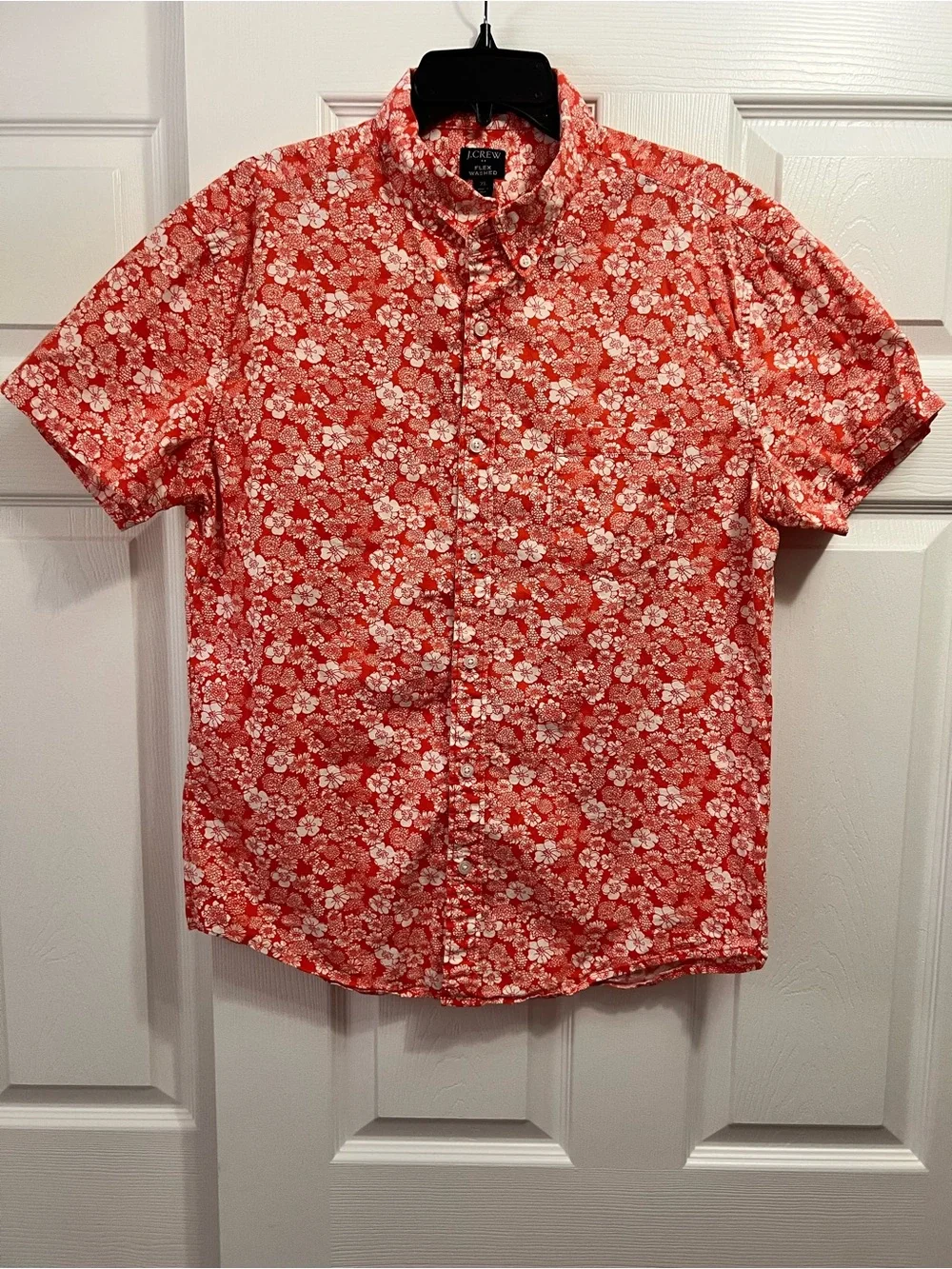 J. Crew Coral Floral Short-Sleeve Button-Down Shirt